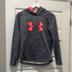 Under Armour Charcoal Hoodie with Neon Pink Logo